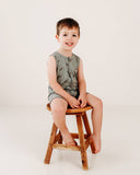 Henley Tank Short Romper- Salamander- Pond