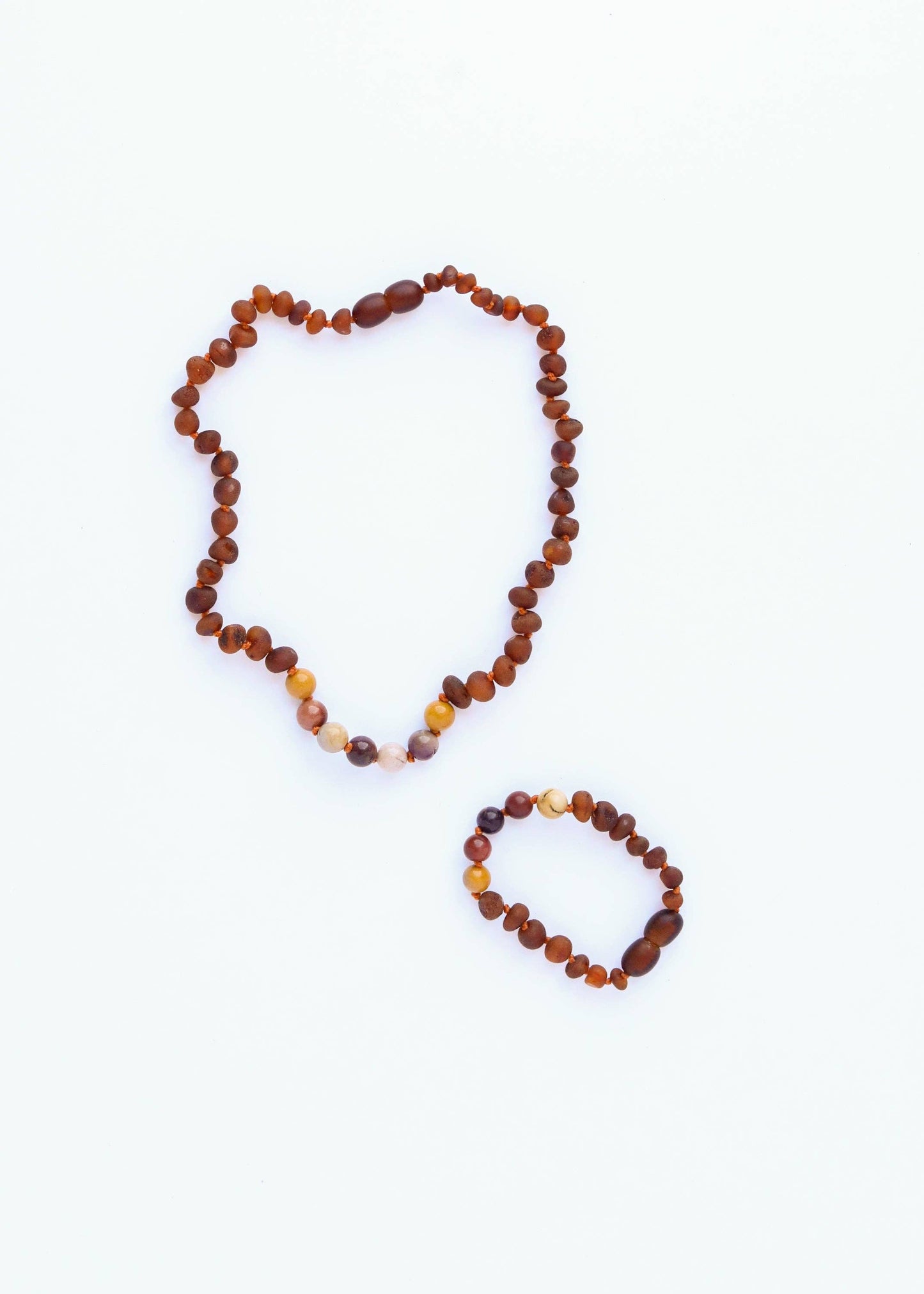 Raw Cognac Amber + Mookaite Jasper || Anklet or Bracelet: 5" Baby Bracelet