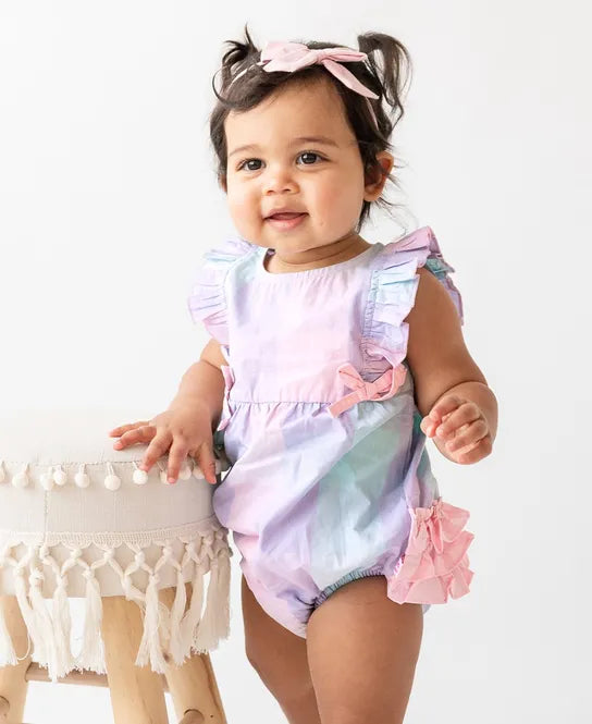 Ruffle Butts Cotton Candy Plaid Classic Ruffle Romper