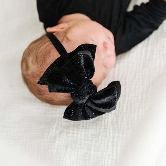 Baby Bling Bows - VELVET FAB® SKINNY: black glitter