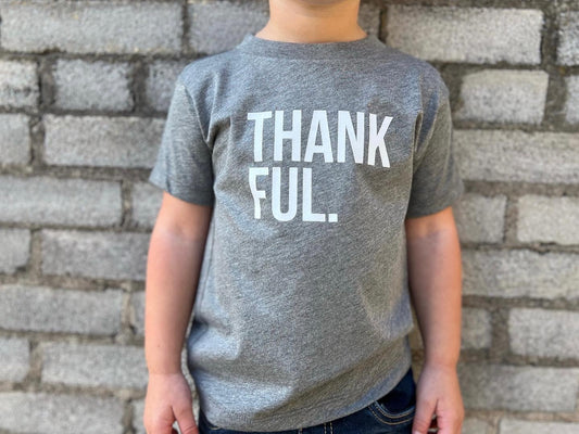 Thankful Toddler + Baby Tee  Heather Grey