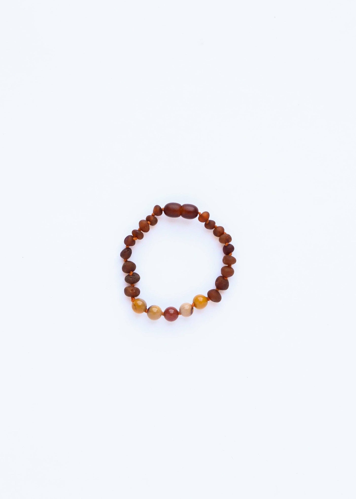 Raw Cognac Amber + Mookaite Jasper || Anklet or Bracelet: 5" Baby Bracelet