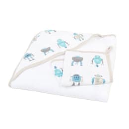 Robot Hooded Towel and Washcloth Set