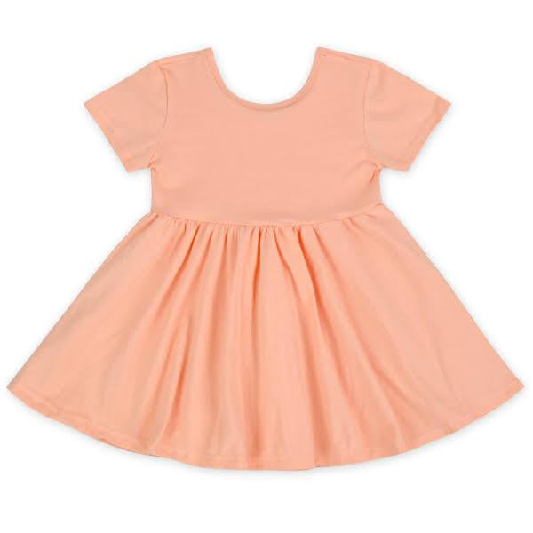 Short Sleeved Peach Twirl Dress