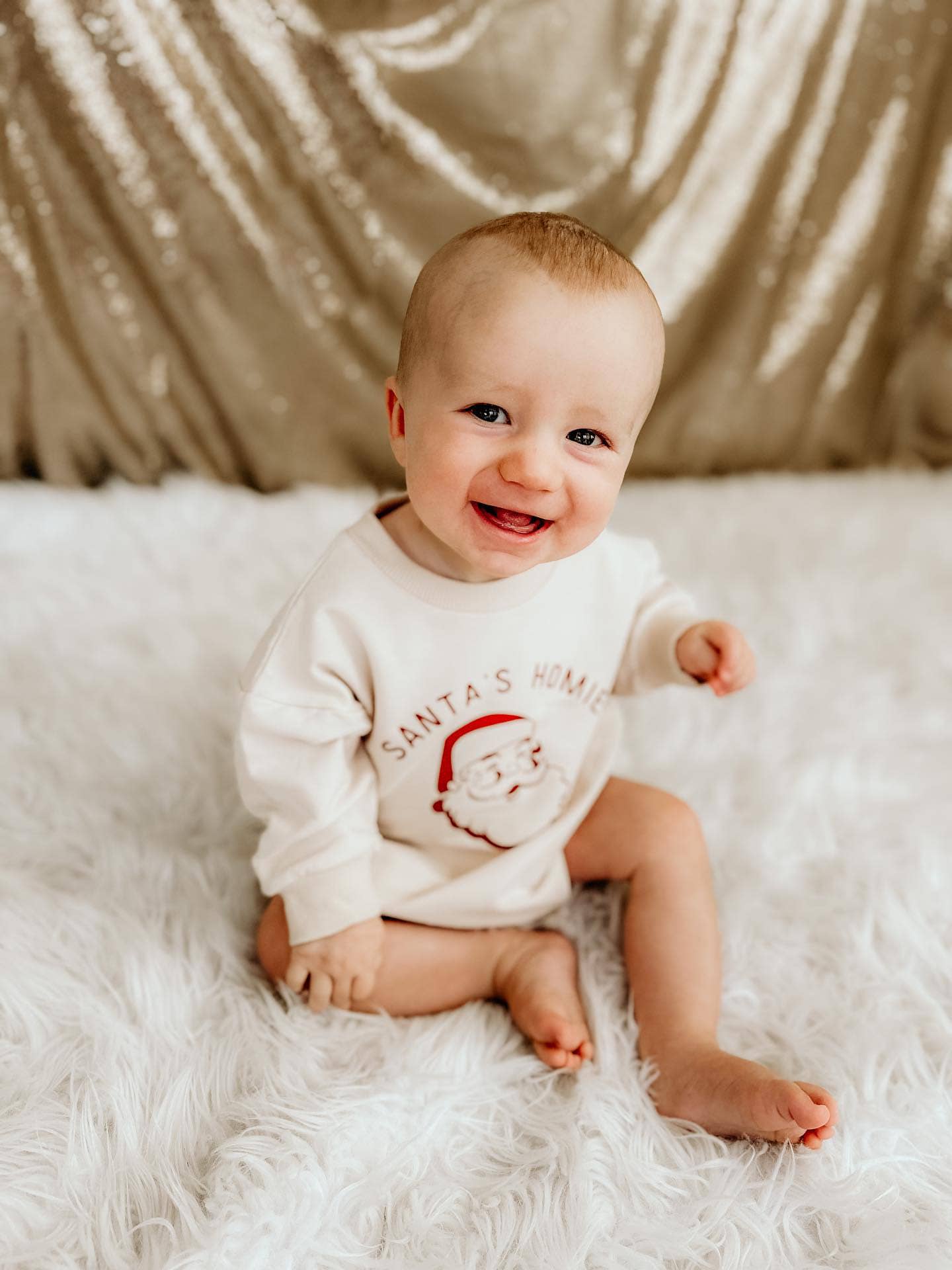 PREORDER Holiday Organic Cotton Baby Rompers: 3-6m / Message With Design Choice