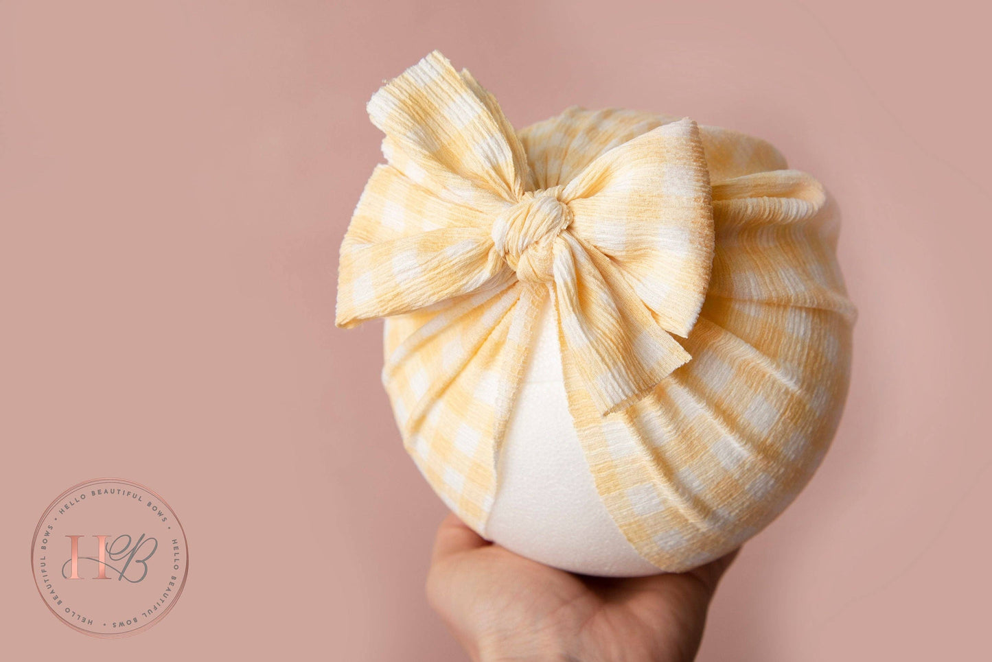 Yellow Gingham Bow Baby Turban