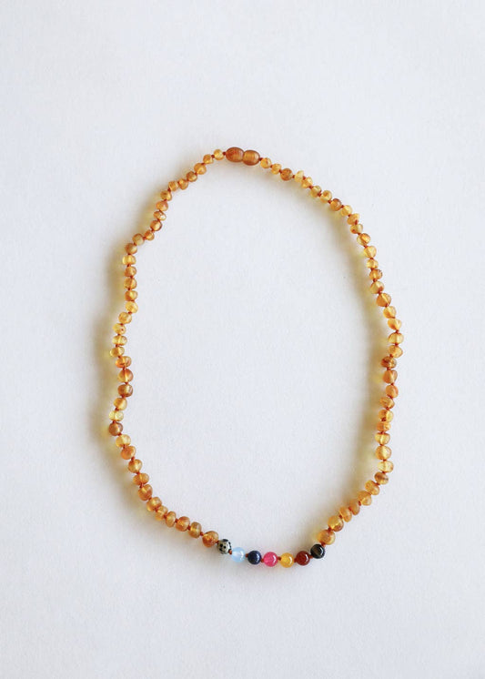 Raw Honey Amber + Vintage Style Necklace