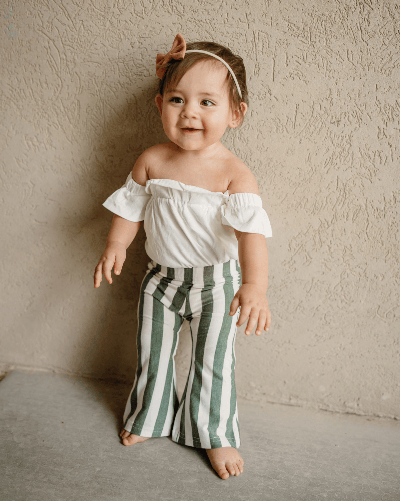 Blakely Boho bell bottoms - Green stripe