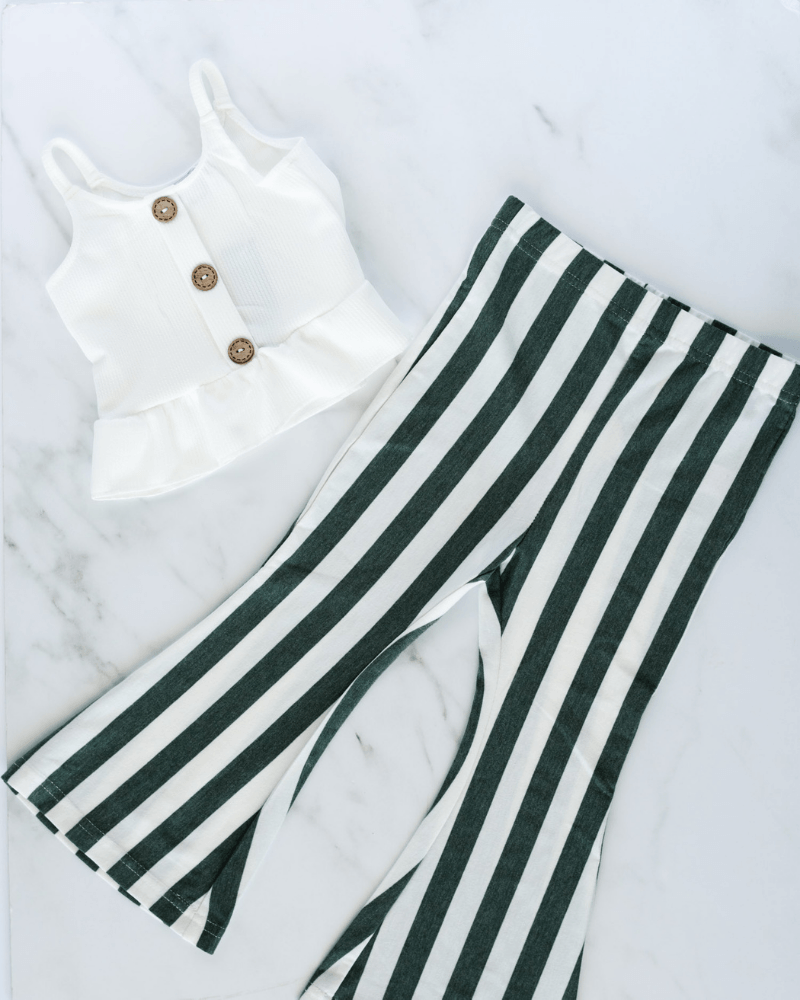 Blakely Boho bell bottoms - Green stripe