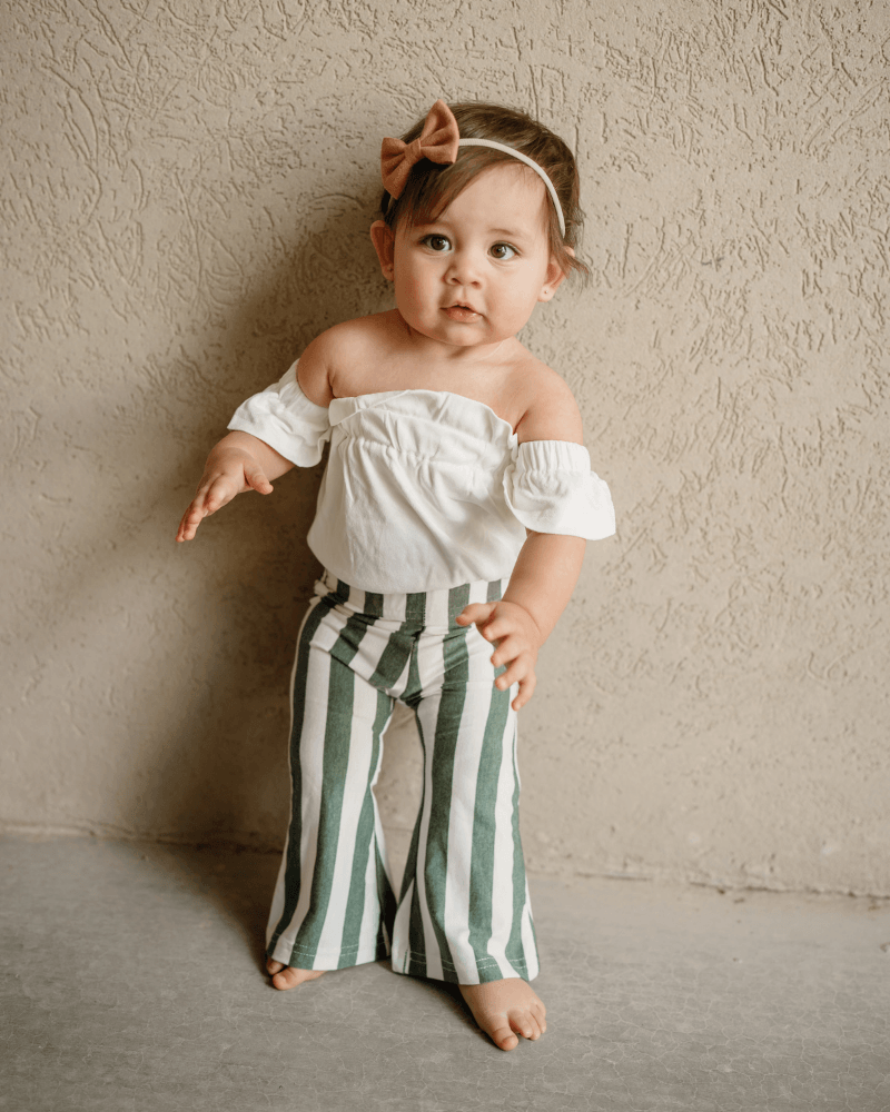 Blakely Boho bell bottoms - Green stripe