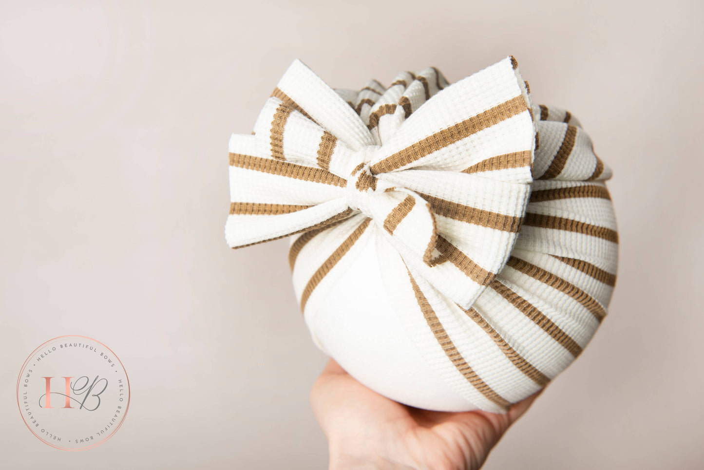 Tan Stripe Baby Turban