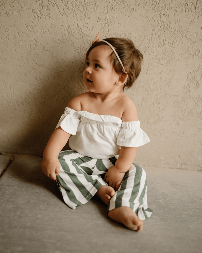 Blakely Boho bell bottoms - Green stripe