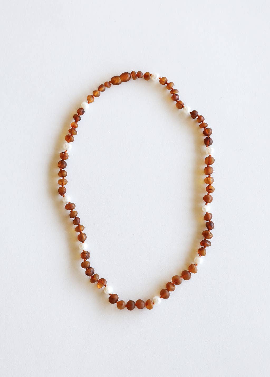 Raw Cognac Amber + Pearl Halo Necklace