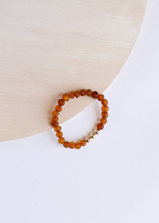 Raw Cognac Amber + 14k Gold || Adult Bracelet