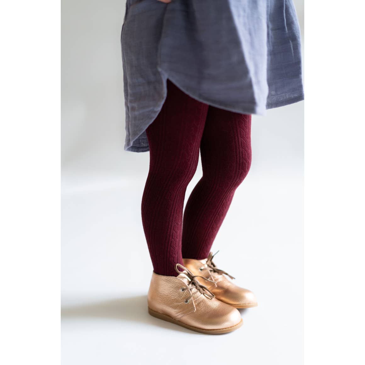 Little Stocking Co. - Wine Cable Knit Tights