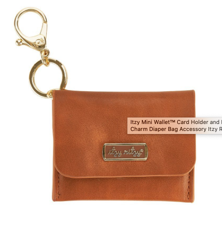 Cognac Itzy Mini Wallet Card Holder & Key Chain Charm