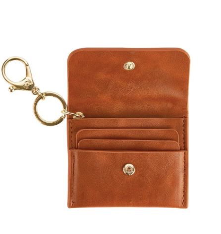 Cognac Itzy Mini Wallet Card Holder & Key Chain Charm