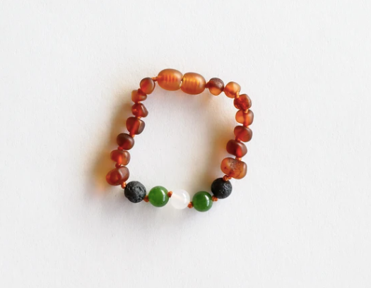 Raw Cognac Amber|| Lava + Jade + Agate