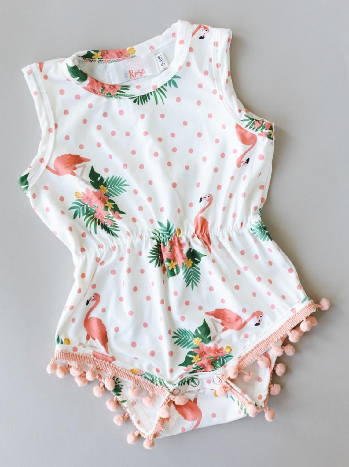 Tropical Flamingo Pom Pom Romper