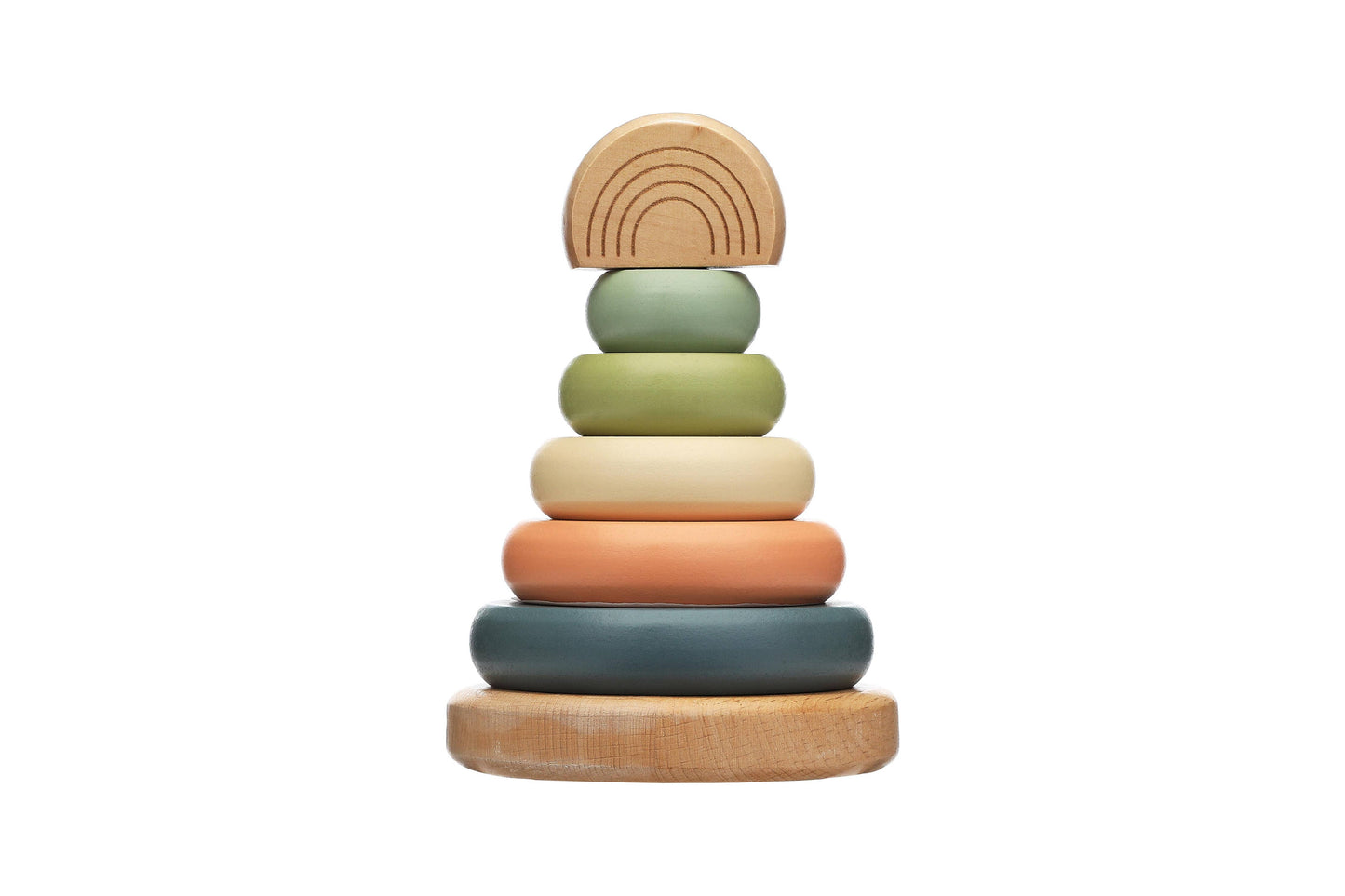 Pearhead - Wooden Stacking Rainbow Tower Baby Toy, Nursery Decor