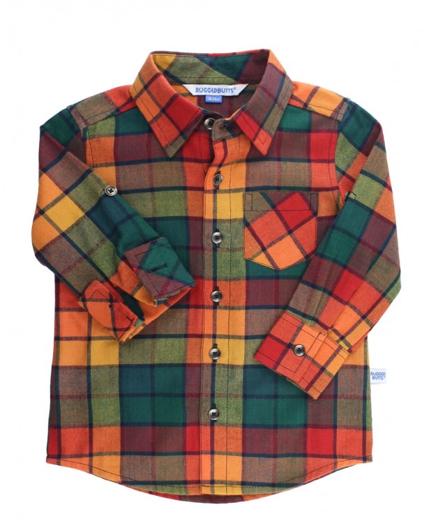 Autumn Rainbow Plaid Button Down Shirt