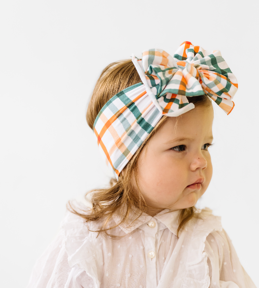 Baby Bling Bows - PRINTED FAB: harvest plaid