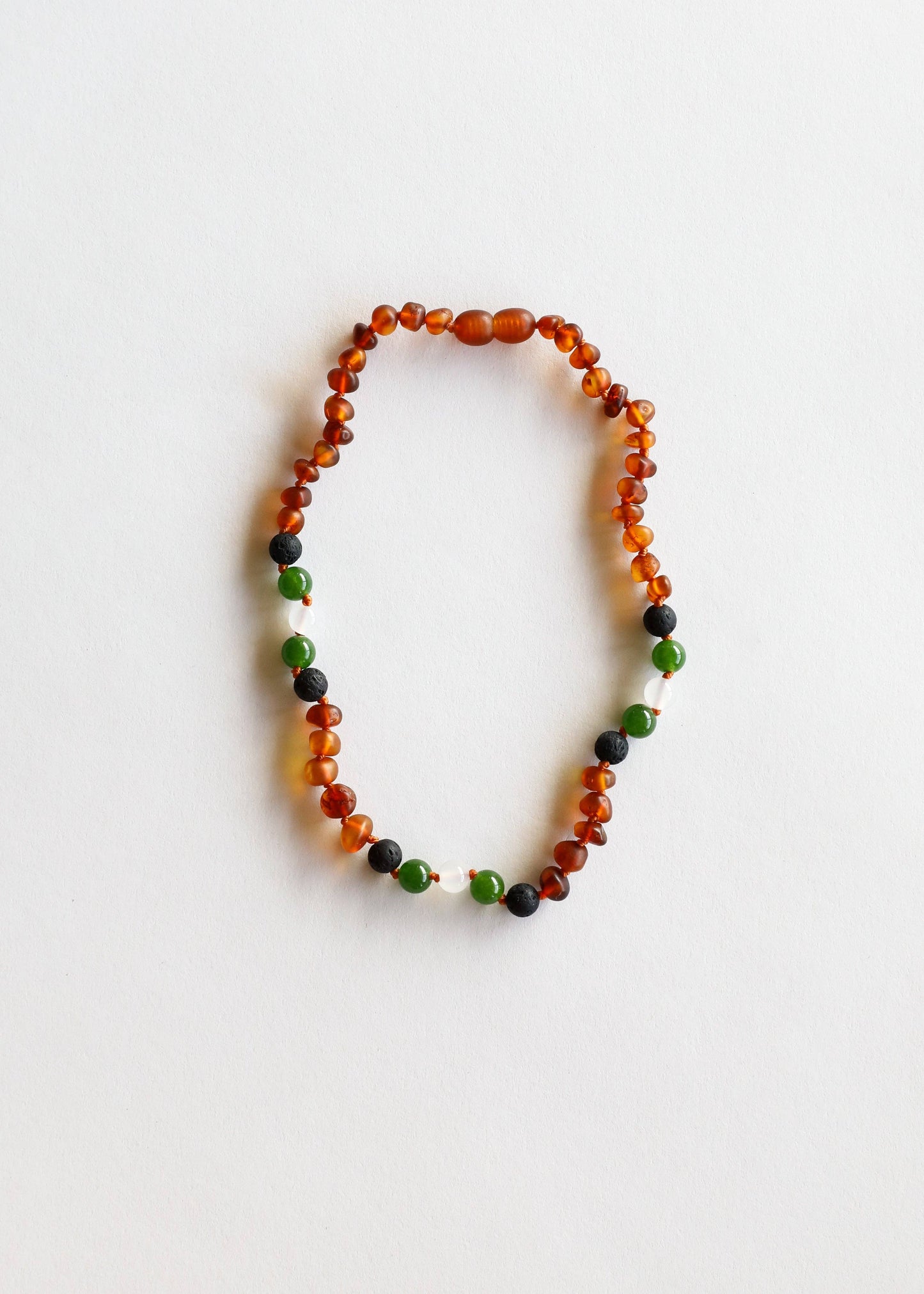 Raw Cognac Amber || Lava + Jade + Agate ||