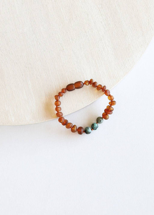 Raw Cognac Amber + Turquoise Jasper || Anklet or Bracelet