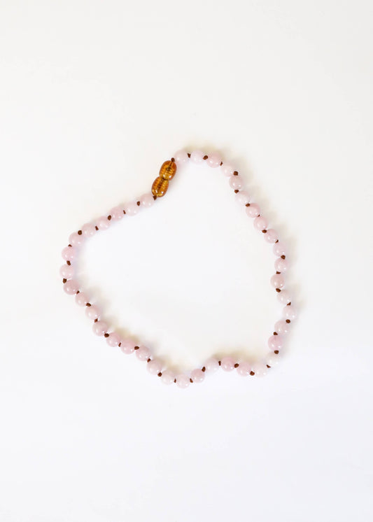 Pure Gemstone + Rose Quartz 11” Necklace