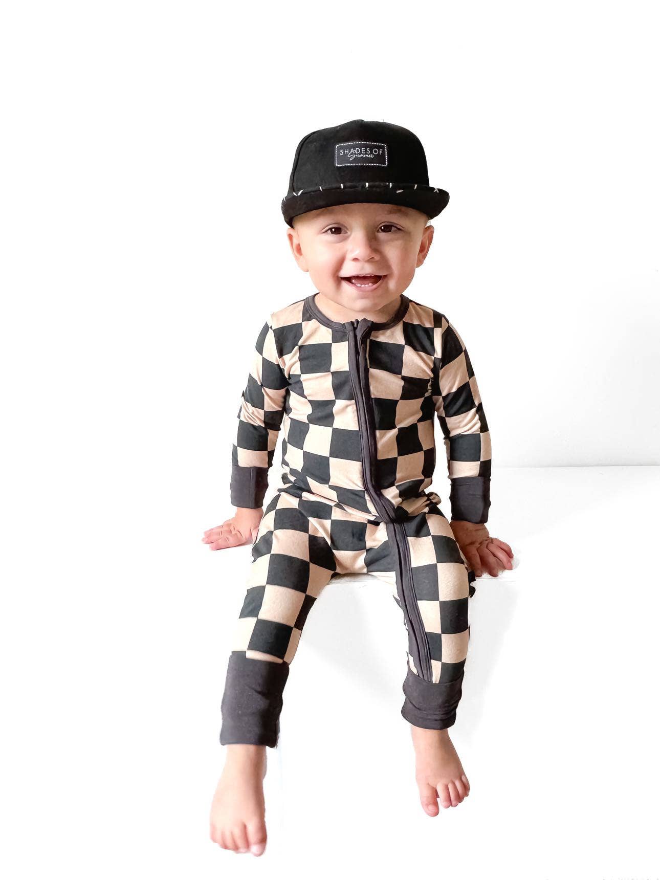 Checked Out Convertible Footie Romper