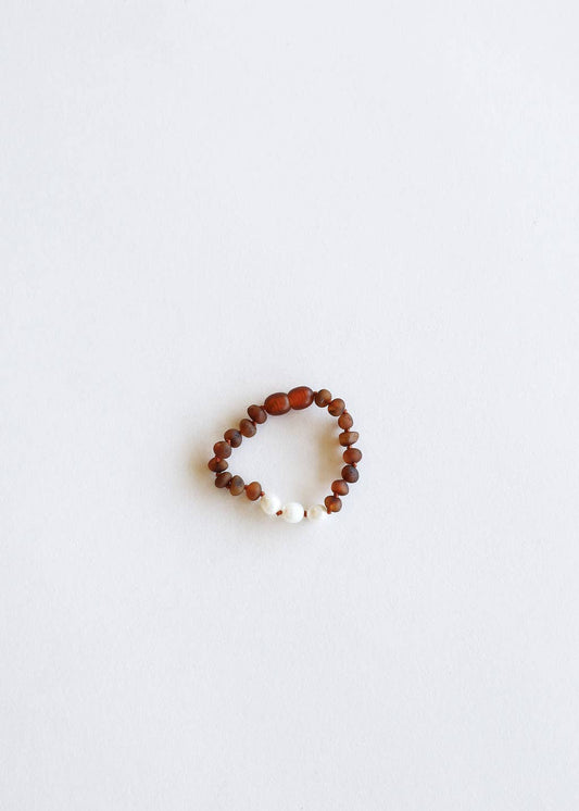 Raw Cognac Amber + Pearls || Anklet or Bracelet