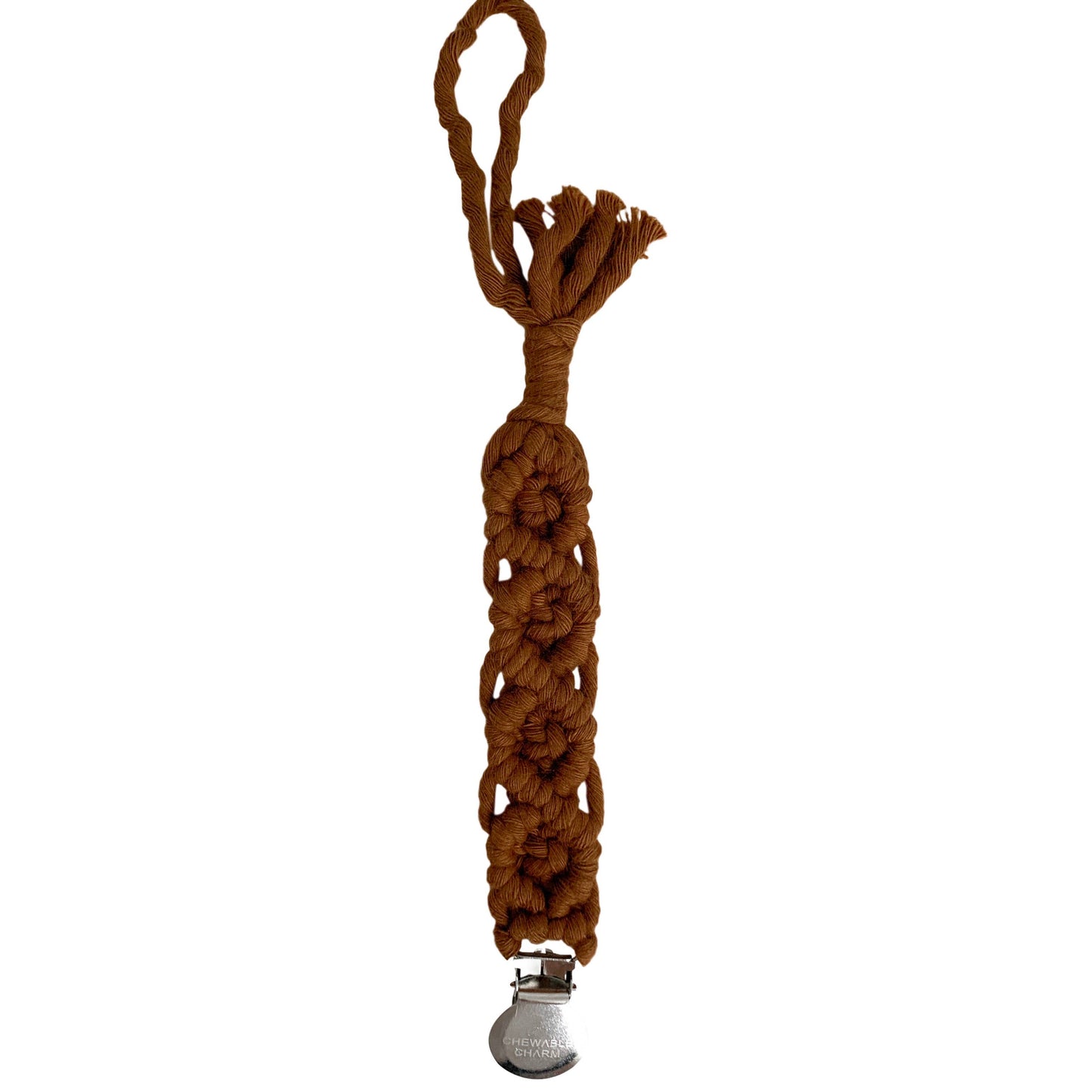 Macrame Pacifier Clip- Rust