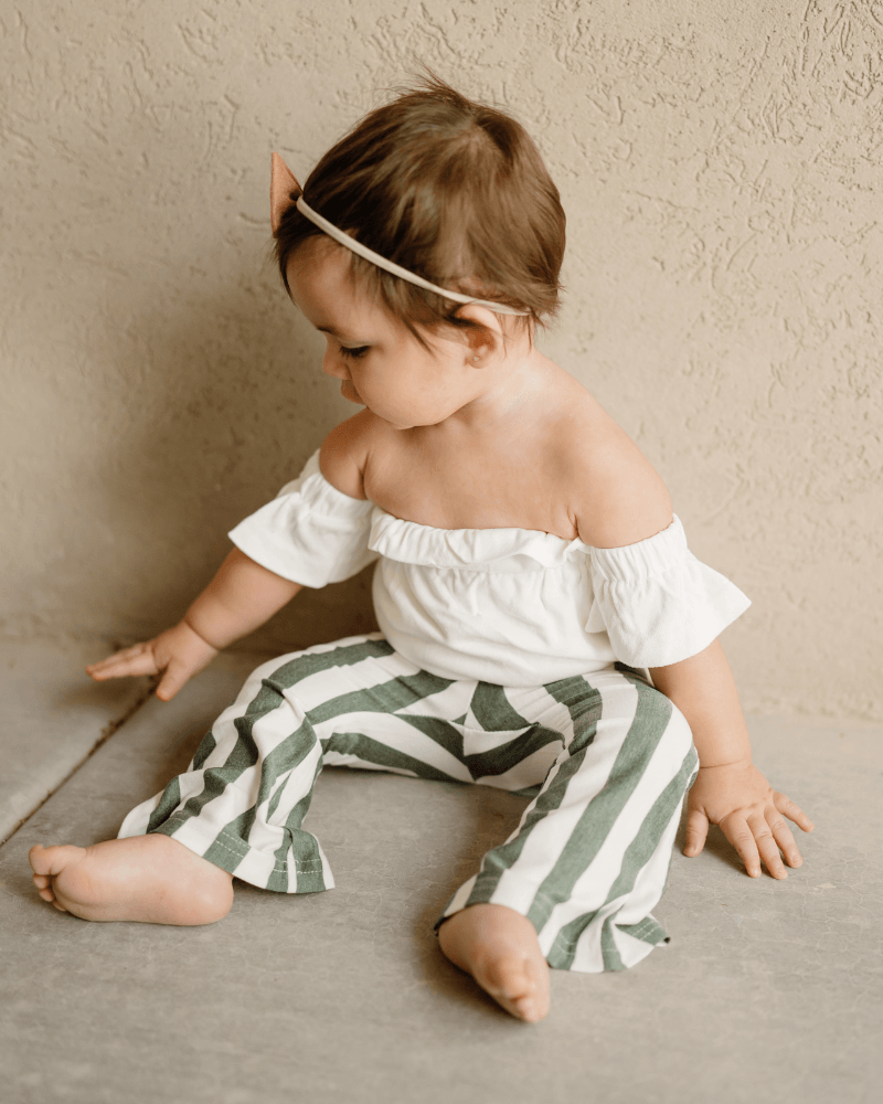 Blakely Boho bell bottoms - Green stripe