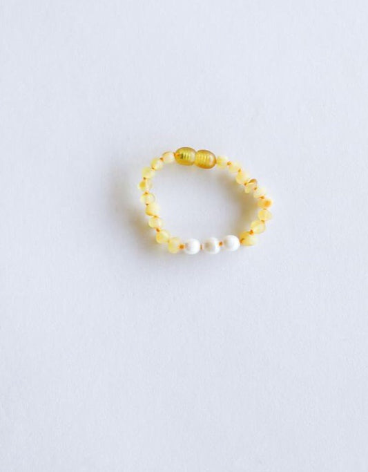 Raw Honey Amber+Pearl Bracelet