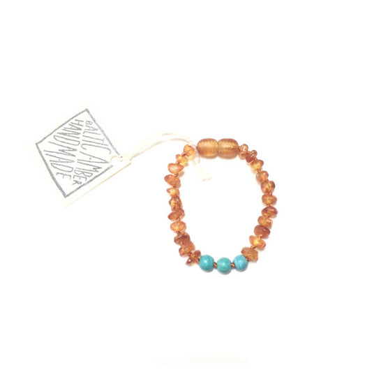 Raw Honey Amber + Turquoise Howlite Anklet or Bracelet