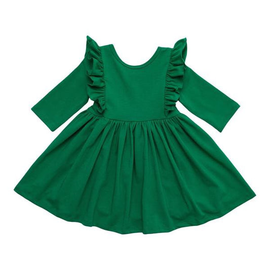 Emerald Green Ruffle Twirl Dress