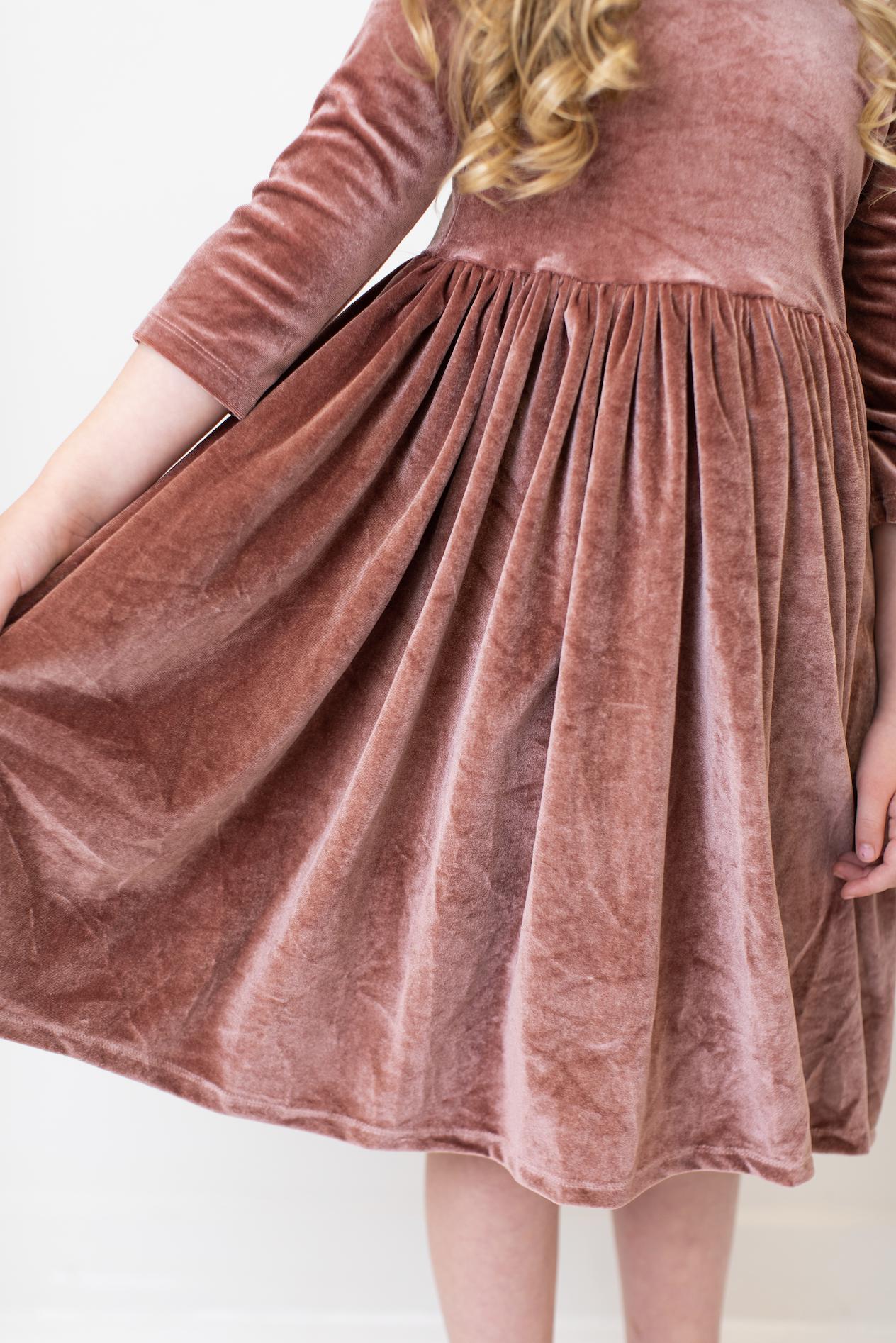 Vintage Pink Velvet Twirl Dress