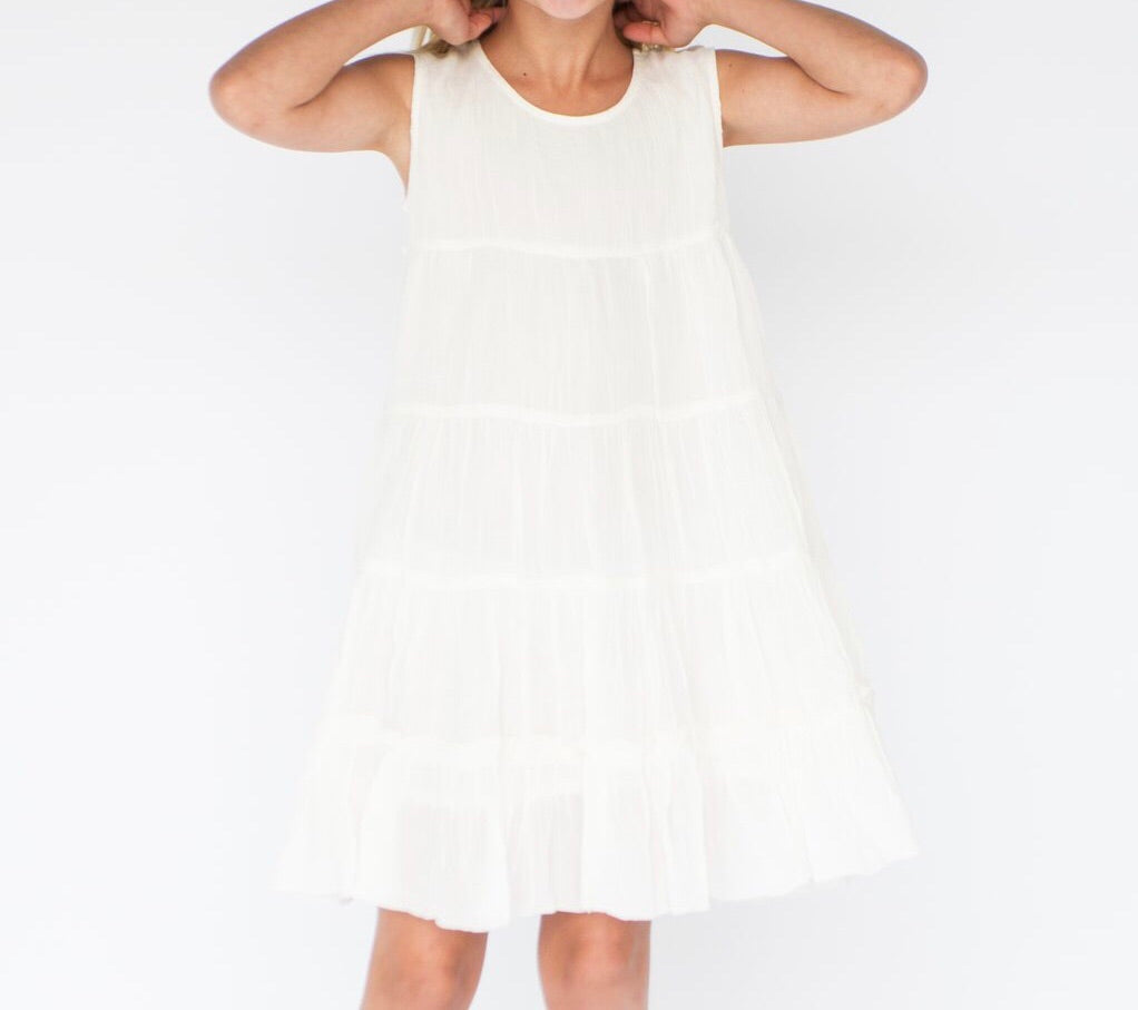 Tiered White Shift Dress