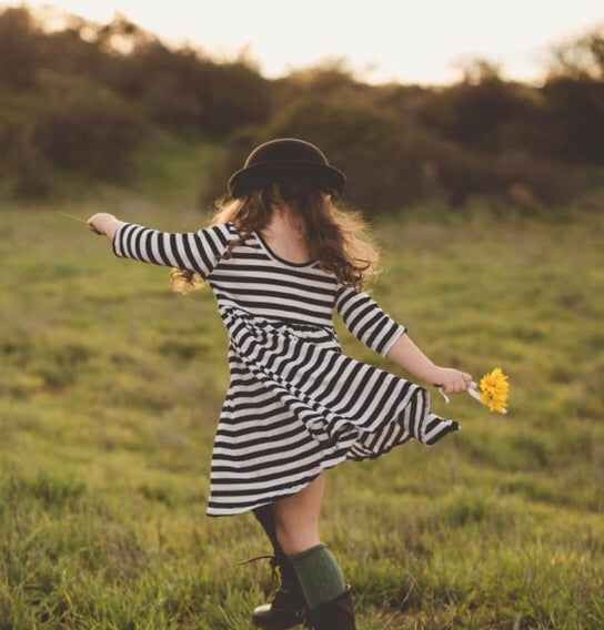 Black & White Stripe Twirl Dress