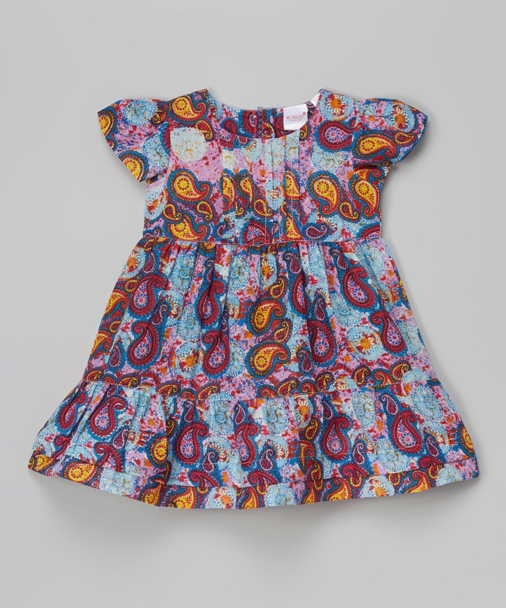 Red and Blue Paisley Infant Dress