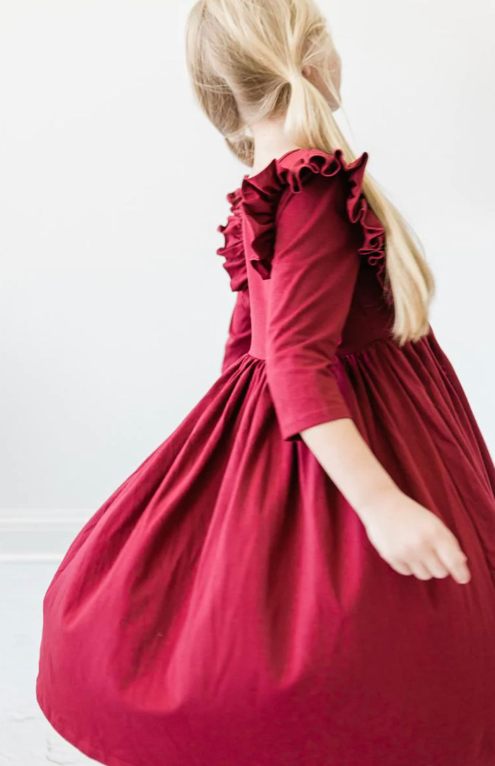 Ruffle Twirl Dress-Burgundy