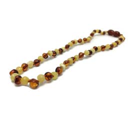 Polished Milk & Cognac Baltic Amber Necklace 12.5" Necklace