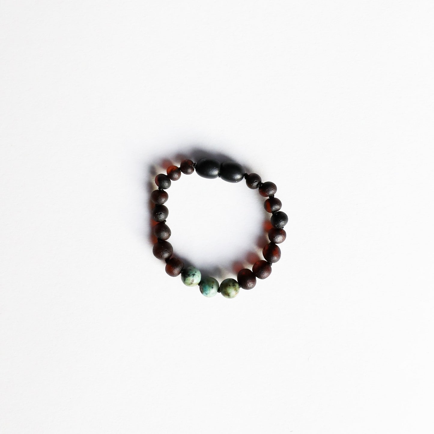 Raw Black Amber + Turquoise Jasper Bracelet | 5"